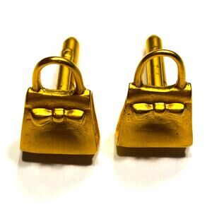 Unique Goldtone Metal Cufflinks Luxury Handbag Purse Motif Unisex Mens Jewelry